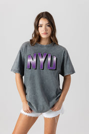 NEW YORK UNIVERSITY VIOLETS PEAK PERFORMANCE OVERSIZED CREWNECK TEE