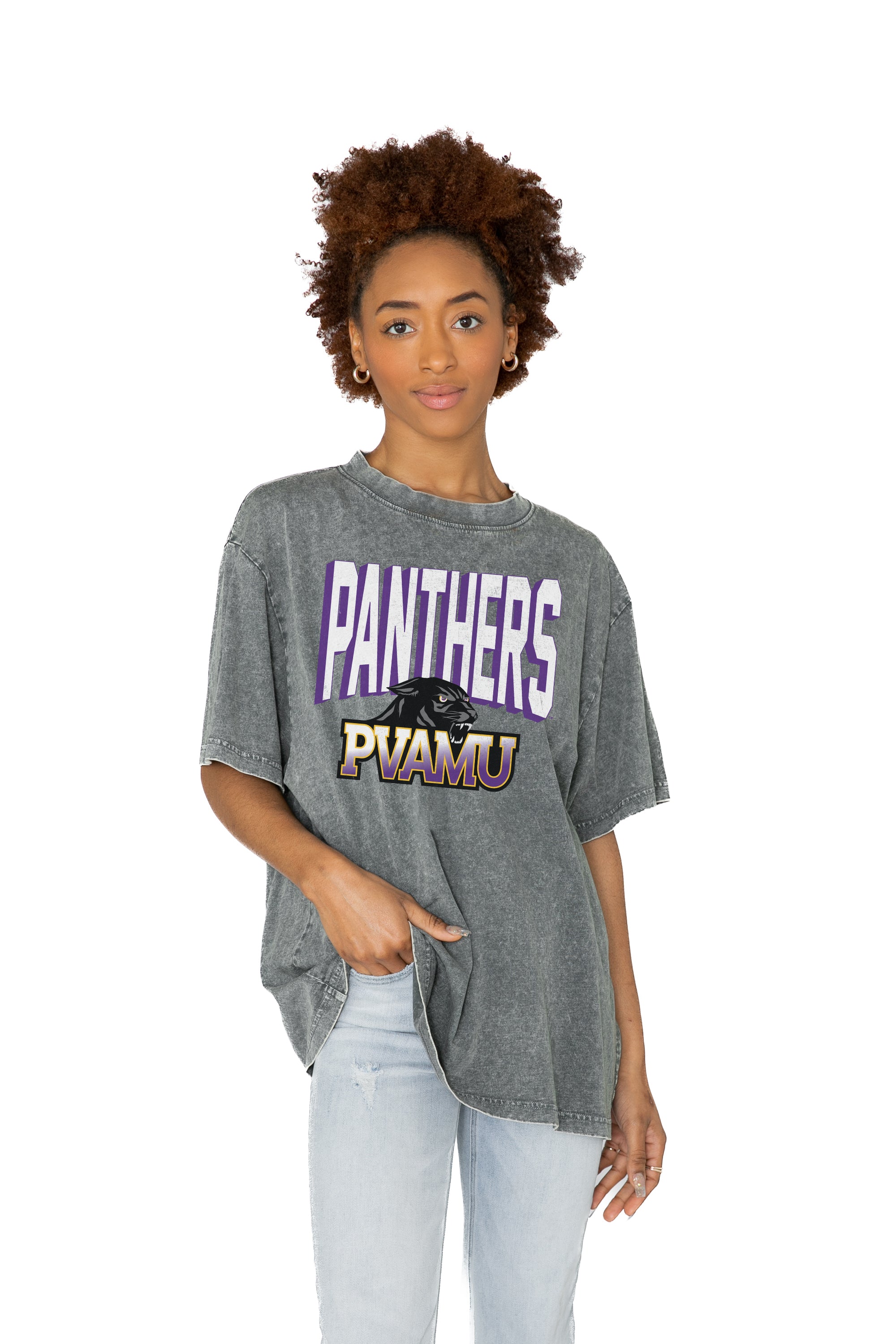 PRAIRIE VIEW A&M PANTHERS Solid Defense Oversized Crewneck Tee