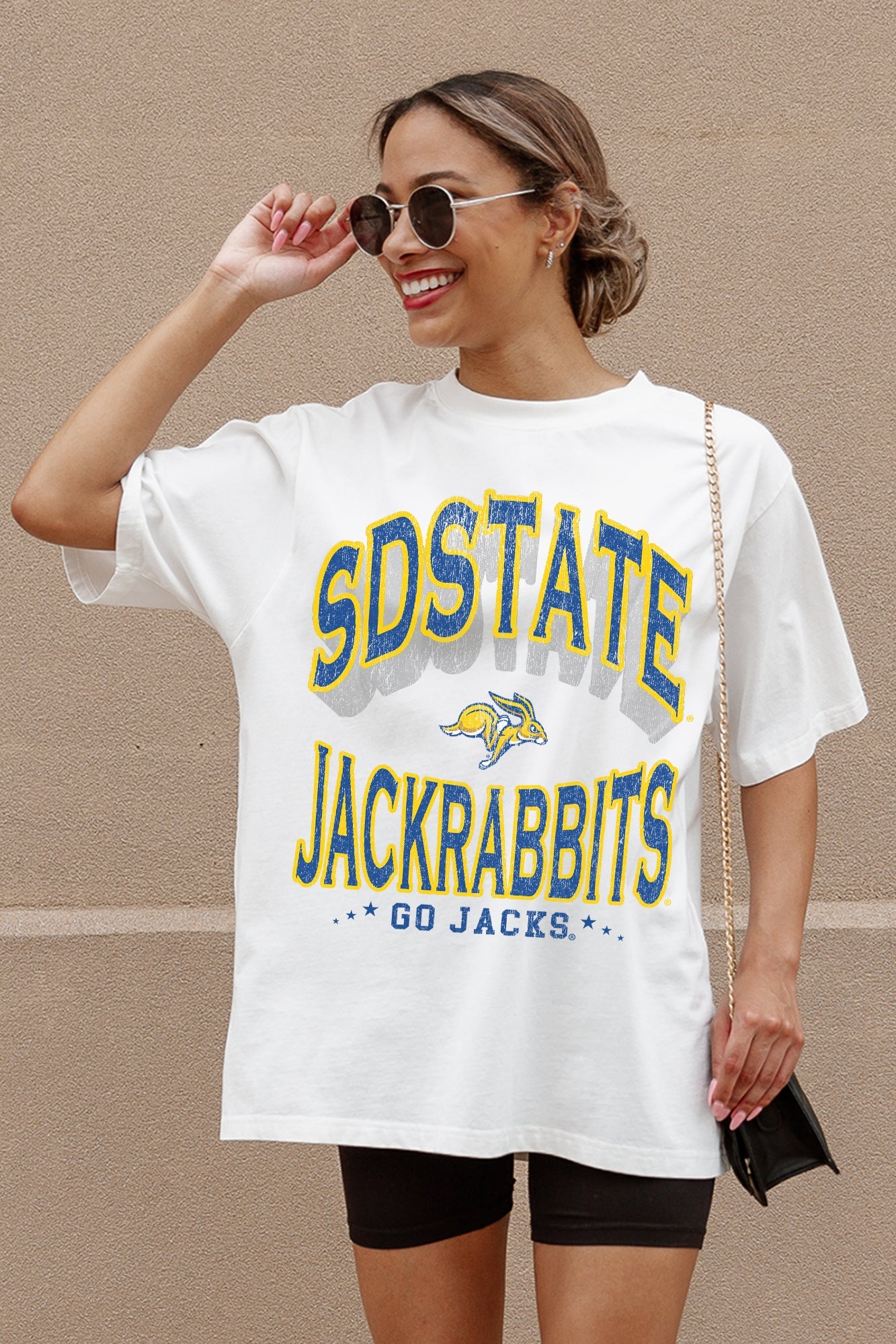 SOUTH DAKOTA STATE JACKRABBITS SHAKEDOWN OVERSIZED CREWNECK TEE