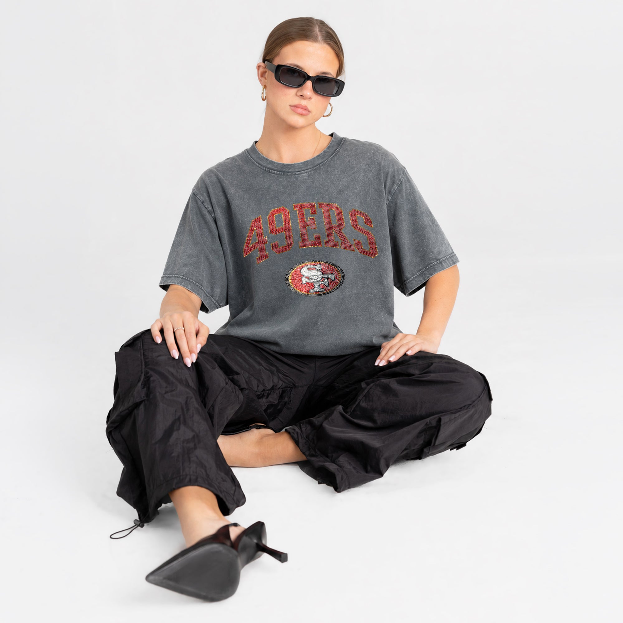 SAN FRANCISCO 49ERS BLING SEASON OVERSIZED CREWNECK TEE