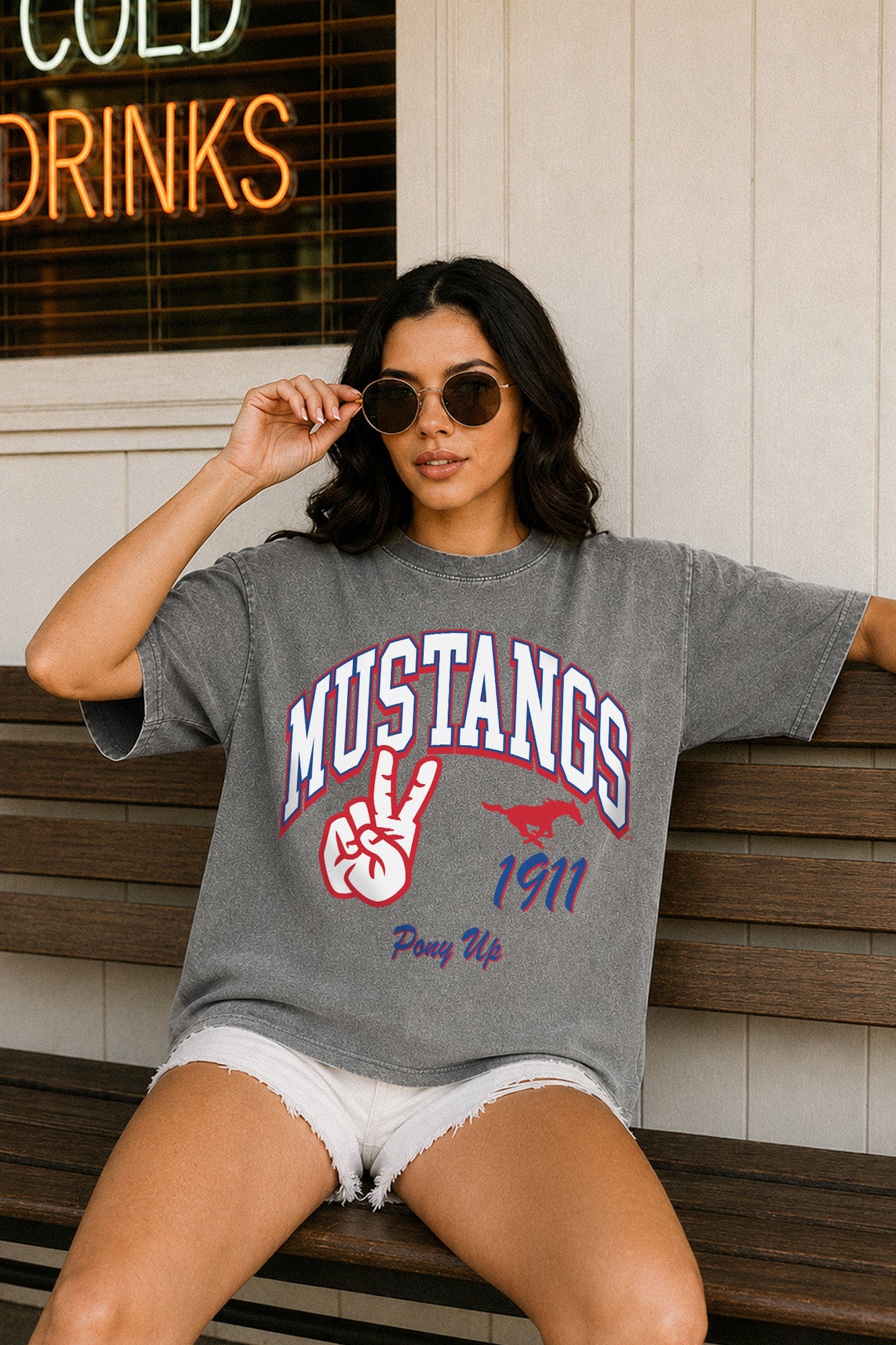 SMU MUSTANGS CLASSIC MOTION WASHED RELAXED FIT TEE