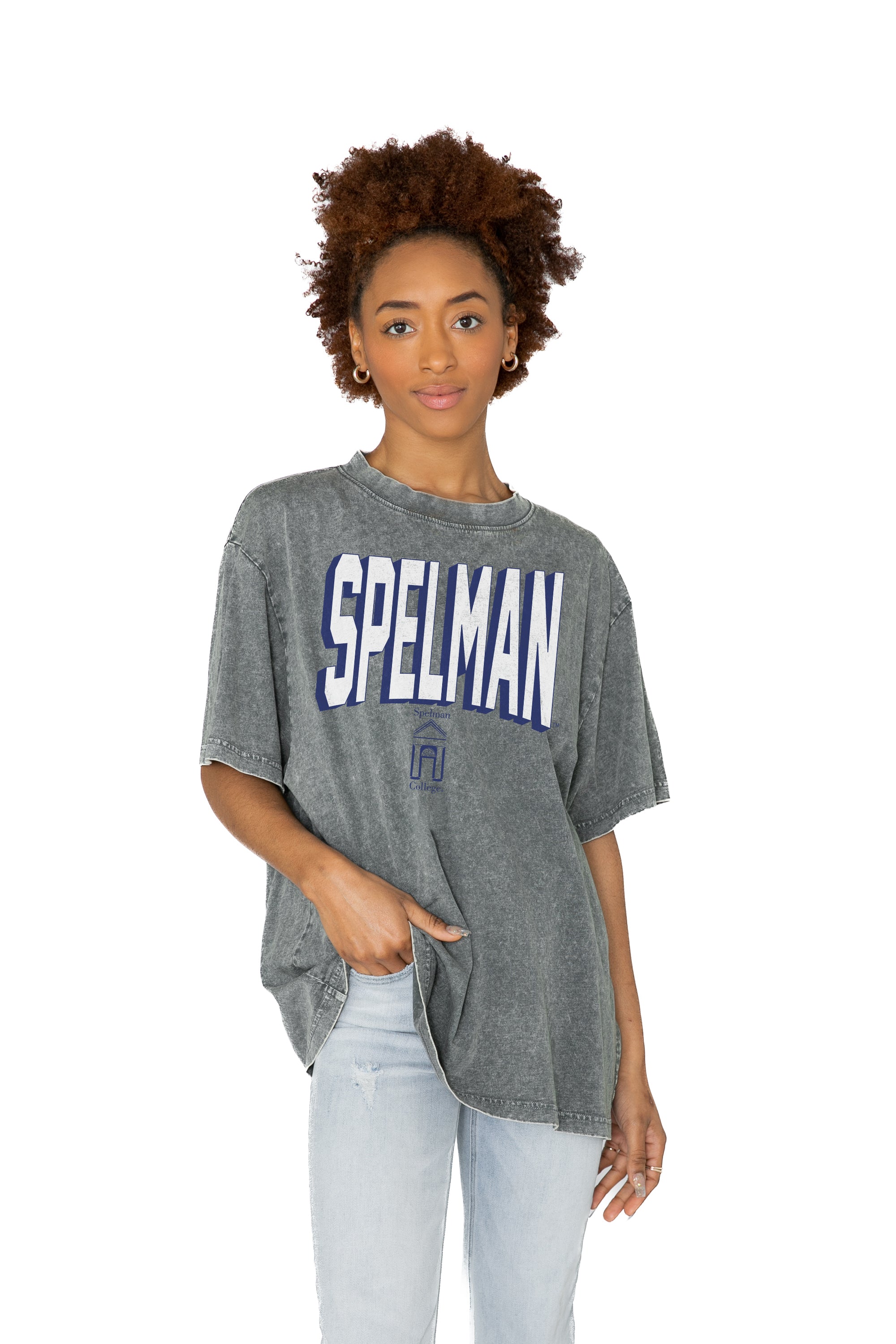 SPELMAN COLLEGE JAGUARS Solid Defense Oversized Crewneck Tee