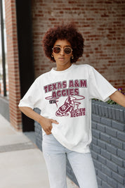 White TEXAS A&M AGGIES In The Lead Oversized Tee - Standing Outdoor Lifestyle | Gameday Couture - SOHO