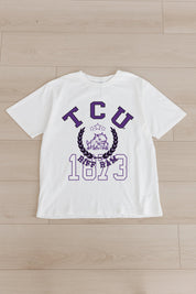 TCU HORNED FROGS GO FOR TWO OVERSIZED CREWNECK TEE BY MADI PREWETT TROUTT