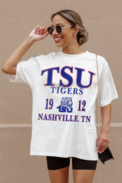 Ivory Tennessee State Tigers Unity Oversized Tee - Graphic Detail Close-Up, Nashville TN | Gameday Couture - SOHO