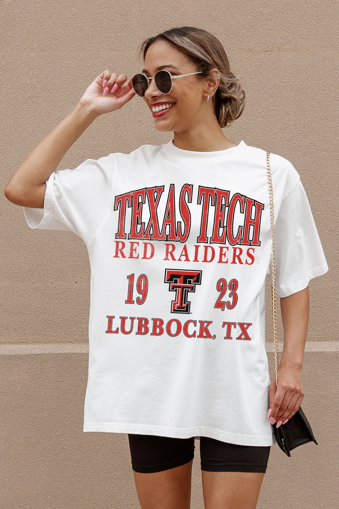 Ivory Texas Tech Red Raiders Unity Oversized Tee - Graphic Detail Close-Up, Trendy Gameday Shirt | Gameday Couture - SOHO