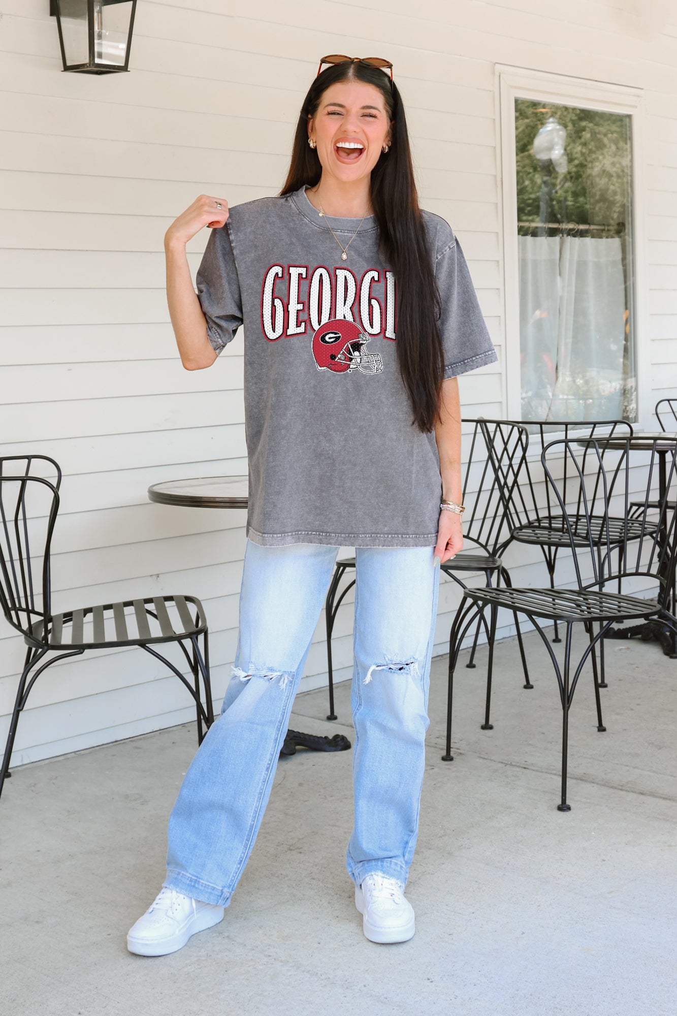GEORGIA BULLDOGS PLAYBOOK WIN OVERSIZED CREWNECK TEE