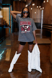 Grey Snow Wash South Carolina Gamecocks Play It Forward Oversized Crewneck Tee - Full Front Styled Look | Gameday Couture - SOHO