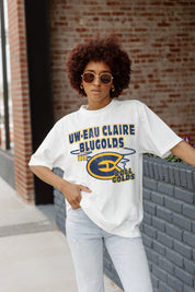 WISCONSIN-EAU CLAIRE BLUGOLDS IN THE LEAD OVERSIZED CREWNECK TEE