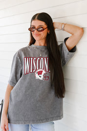 WISCONSIN BADGERS PLAYBOOK WIN OVERSIZED CREWNECK TEE