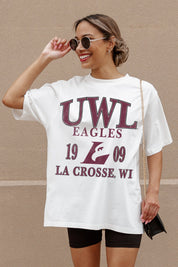 Ivory UW La Crosse Eagles Unity Oversized Tee - Front Graphic Close-Up On Model | Gameday Couture - SOHO