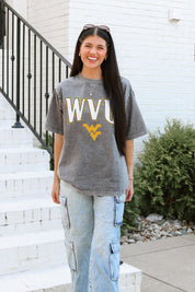 WEST VIRGINIA MOUNTAINEERS PLAYBOOK WIN OVERSIZED CREWNECK TEE