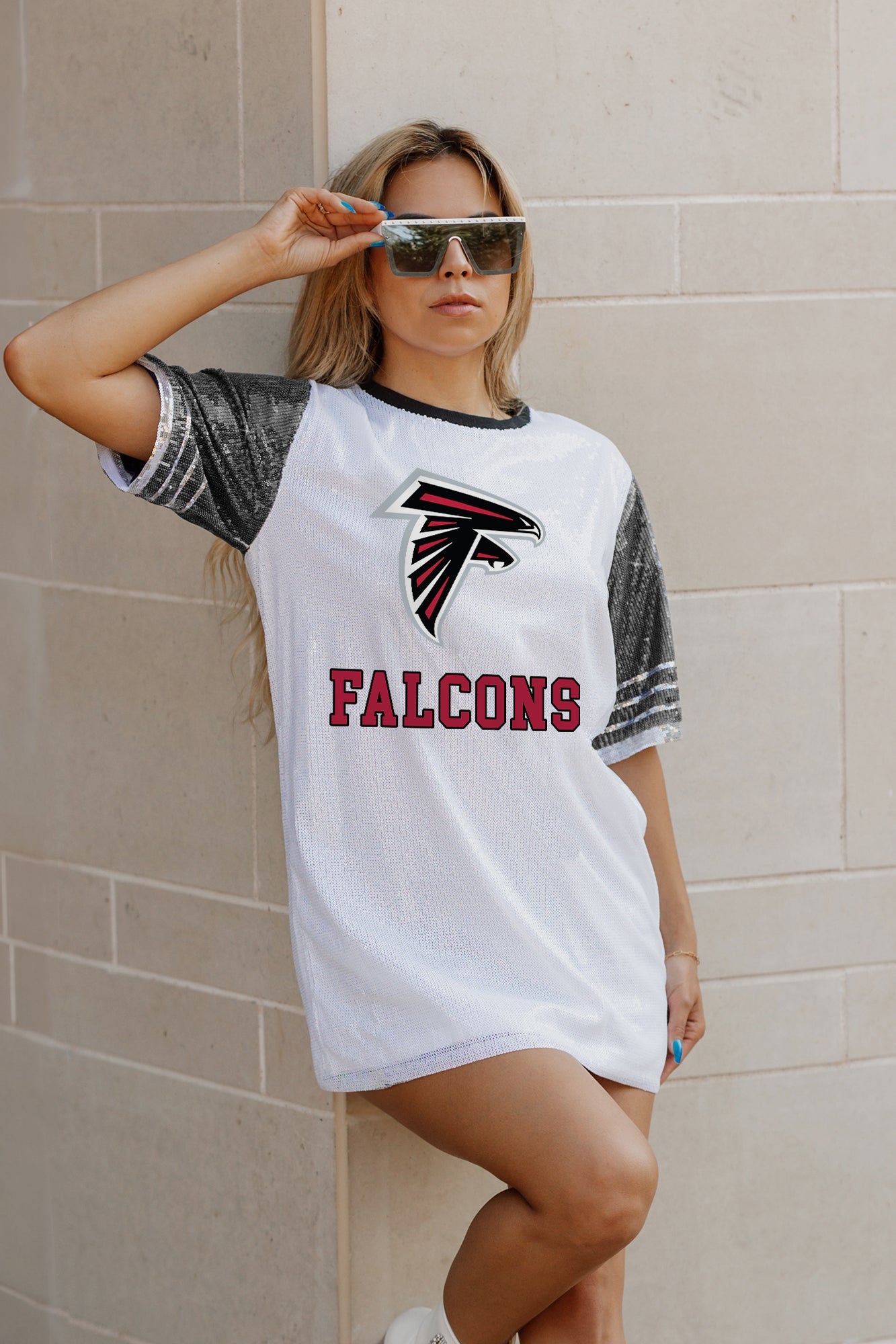 ATLANTA FALCONS BLING IT FULL SEQUIN JERSEY DRESS