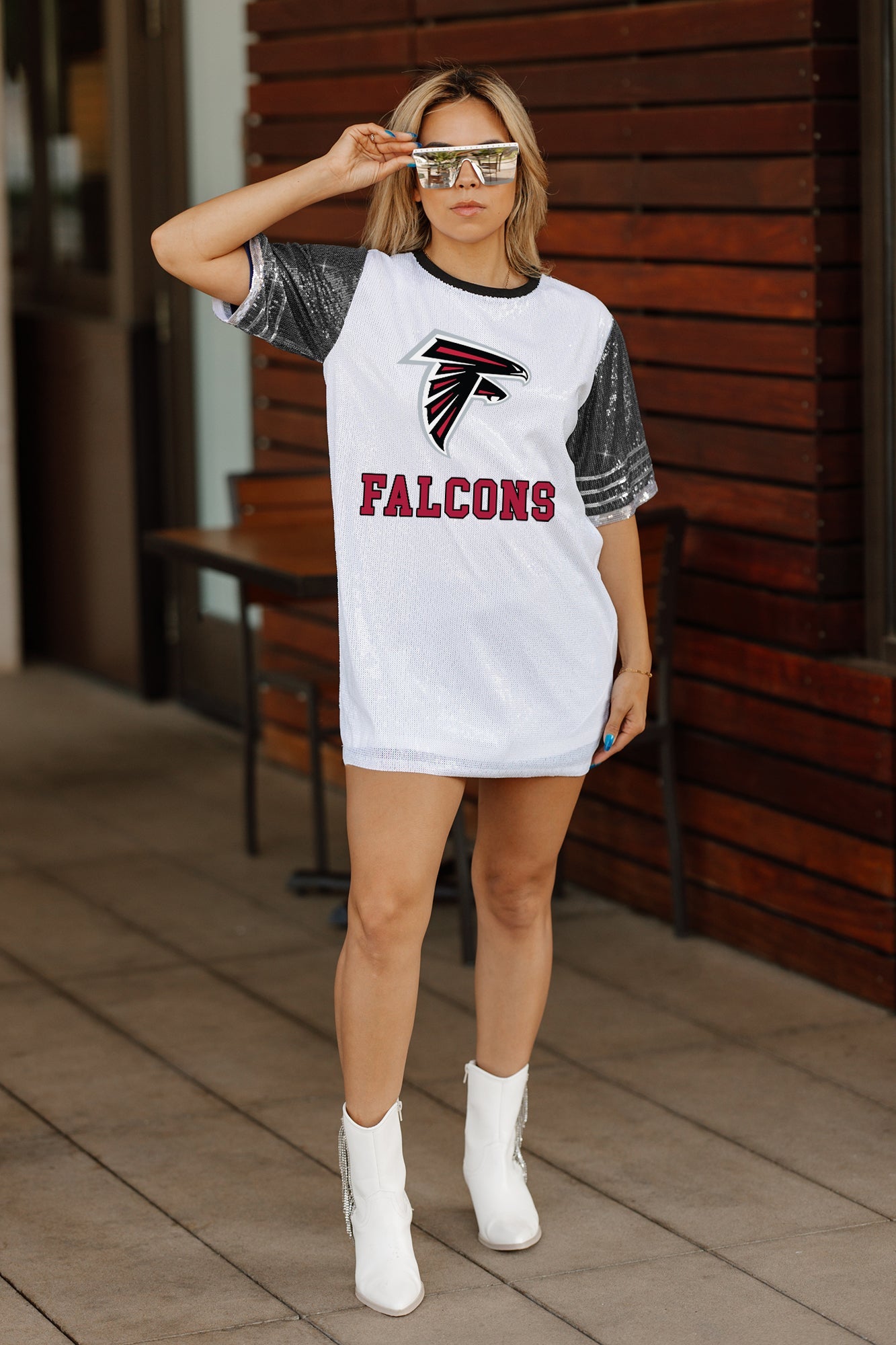 ATLANTA FALCONS BLING IT FULL SEQUIN JERSEY DRESS