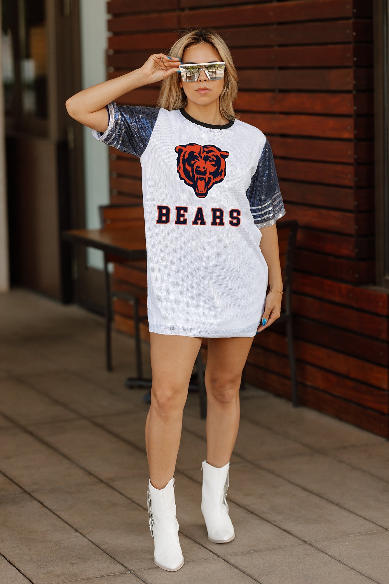 Women's Chicago Bears Bling It Sequined Jersey Dress Women's Chicago Bears Bling It Sequined Jersey Dress