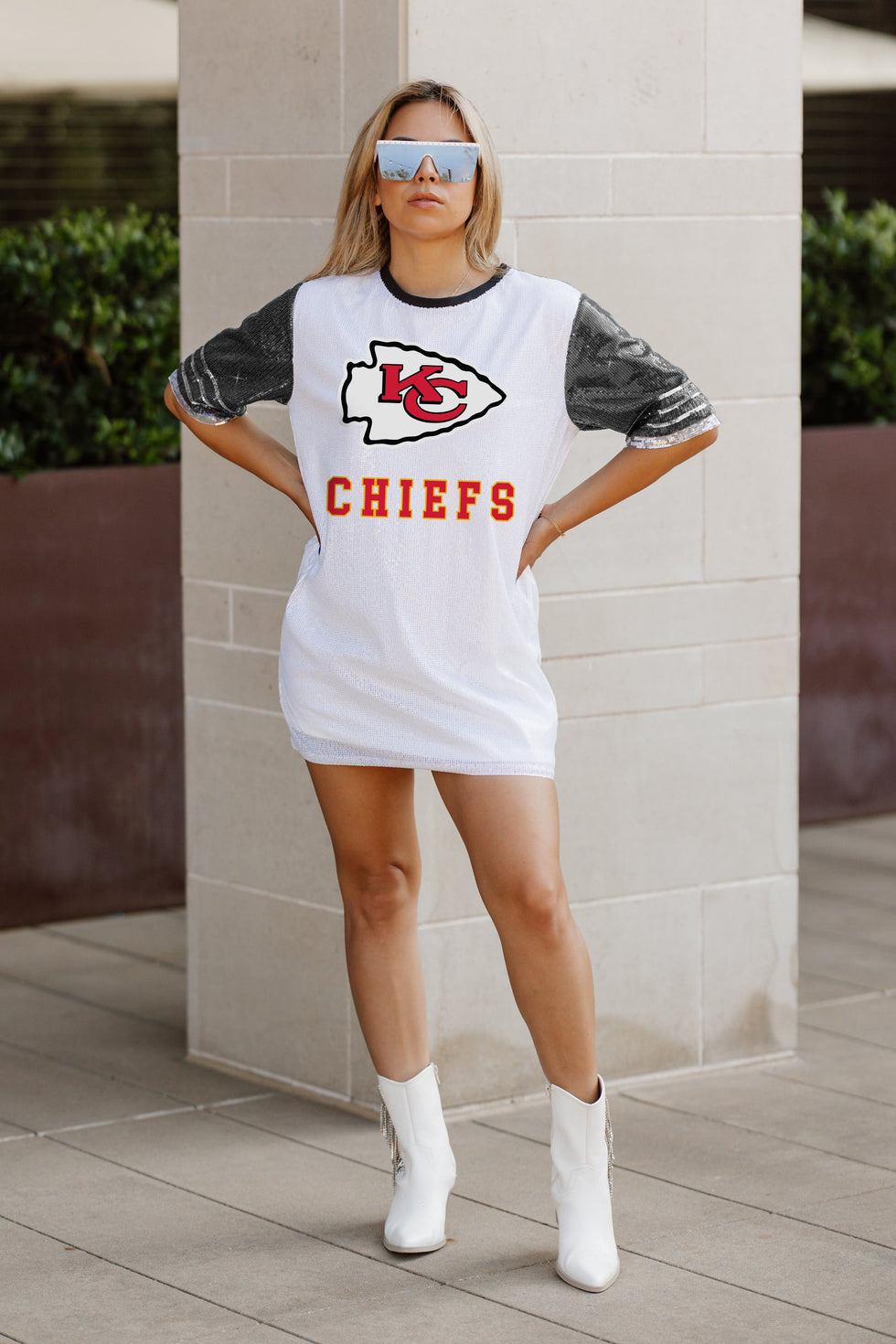 KANSAS CITY CHIEFS Bling It Sequined Jersey Dress – Gameday Couture