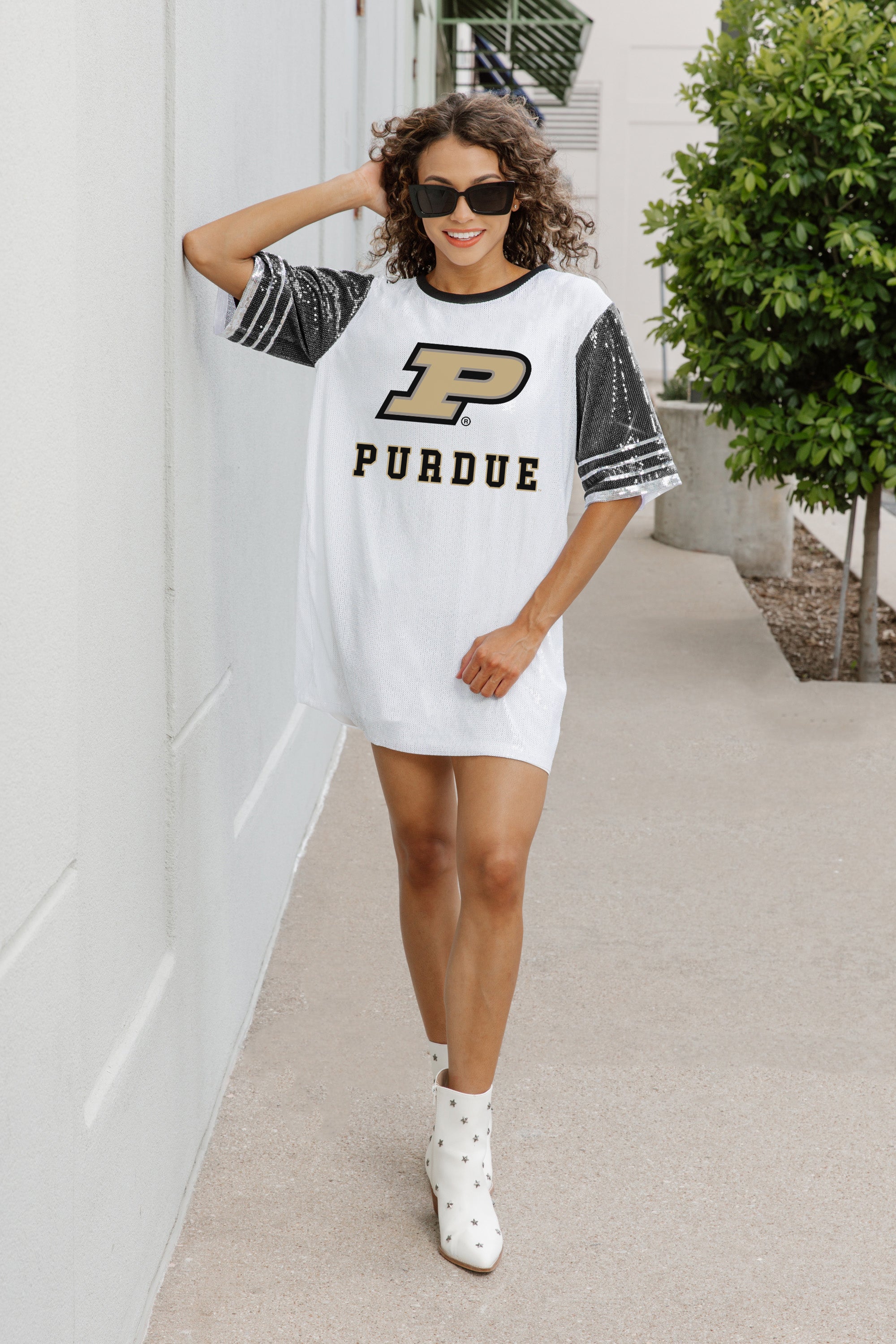 PURDUE BOILERMAKERS BLING IT FULL SEQUIN JERSEY DRESS