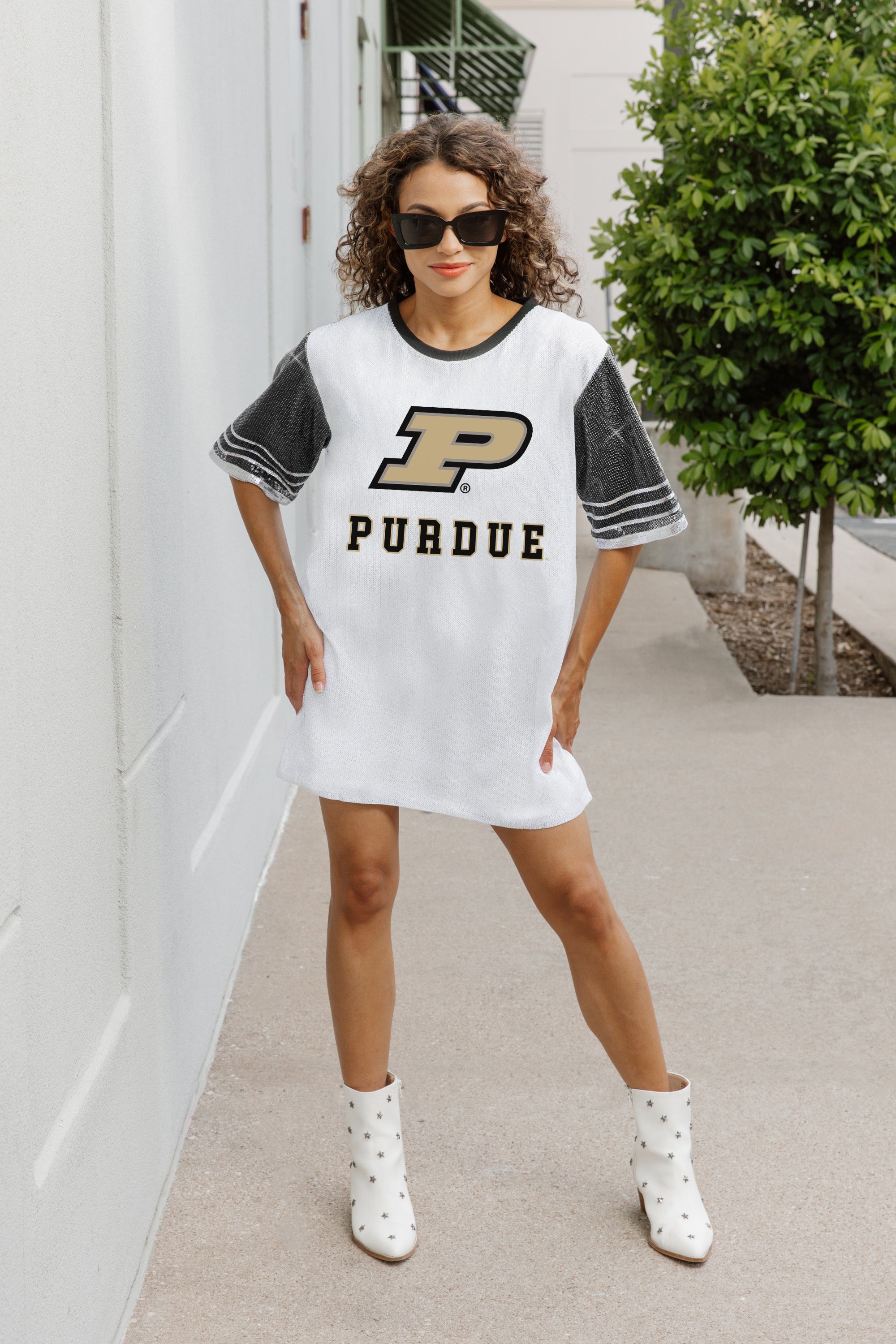 PURDUE BOILERMAKERS BLING IT FULL SEQUIN JERSEY DRESS