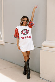 SAN FRANCISCO 49ERS CHIC CHAMPS FULL SEQUIN JERSEY DRESS