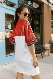 SAN FRANCISCO 49ERS CHIC CHAMPS FULL SEQUIN JERSEY DRESS