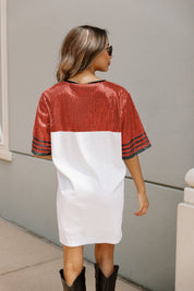 SAN FRANCISCO 49ERS CHIC CHAMPS FULL SEQUIN JERSEY DRESS