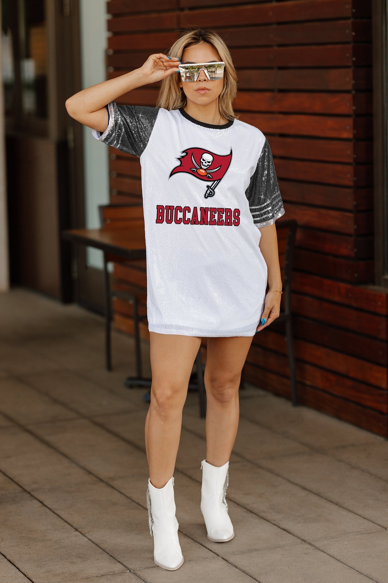 Sleeve Super Bowl Buccaneers Jersey TAMPA BAY BUCCANEERS Bling It Sequined Jersey Dress Gameday Sleeve Super Bowl Buccaneers Jersey TAMPA BAY BUCCANEERS Bling It Sequined Jersey Dress Gameday