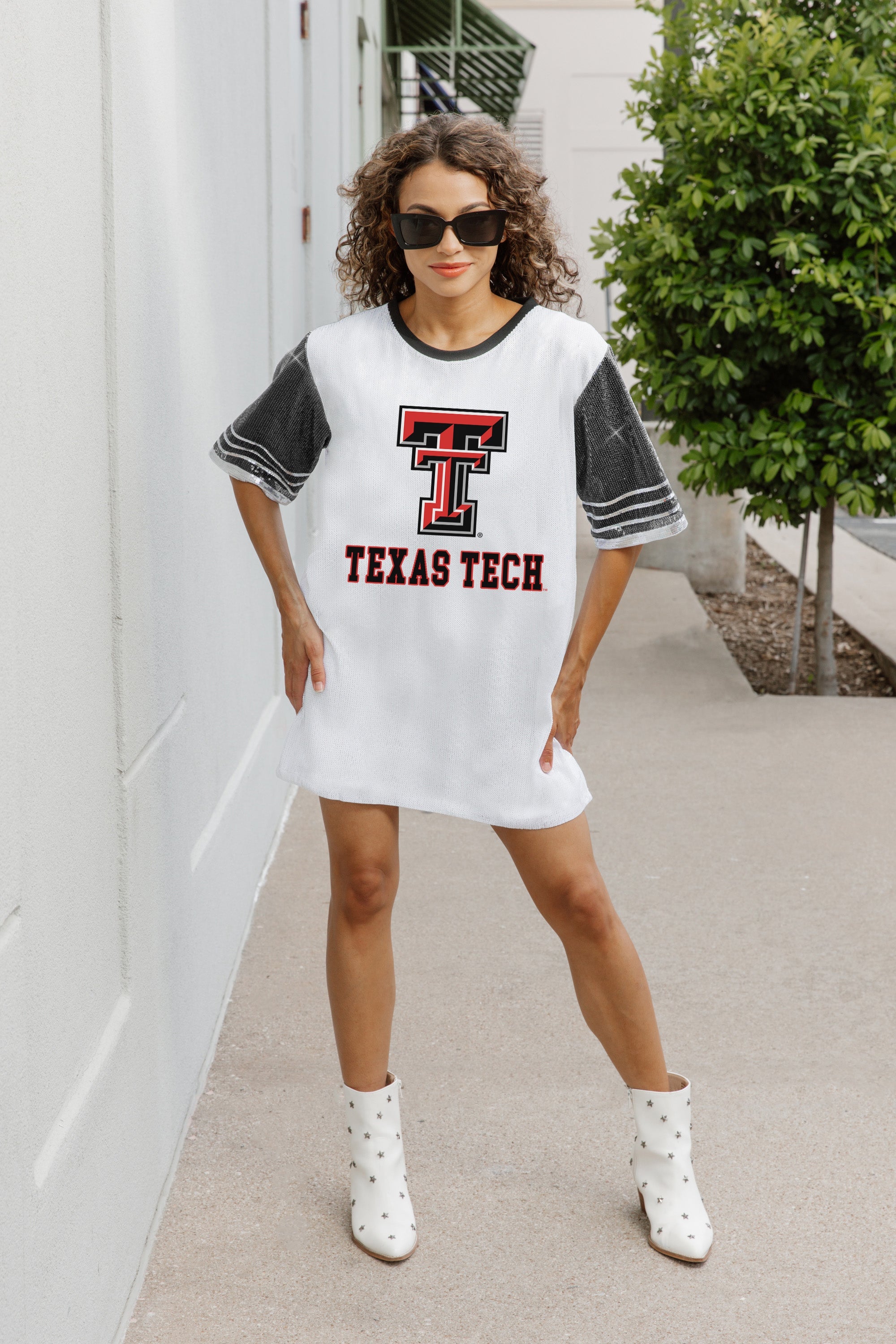 TEXAS TECH RED RAIDERS BLING IT FULL SEQUIN JERSEY DRESS