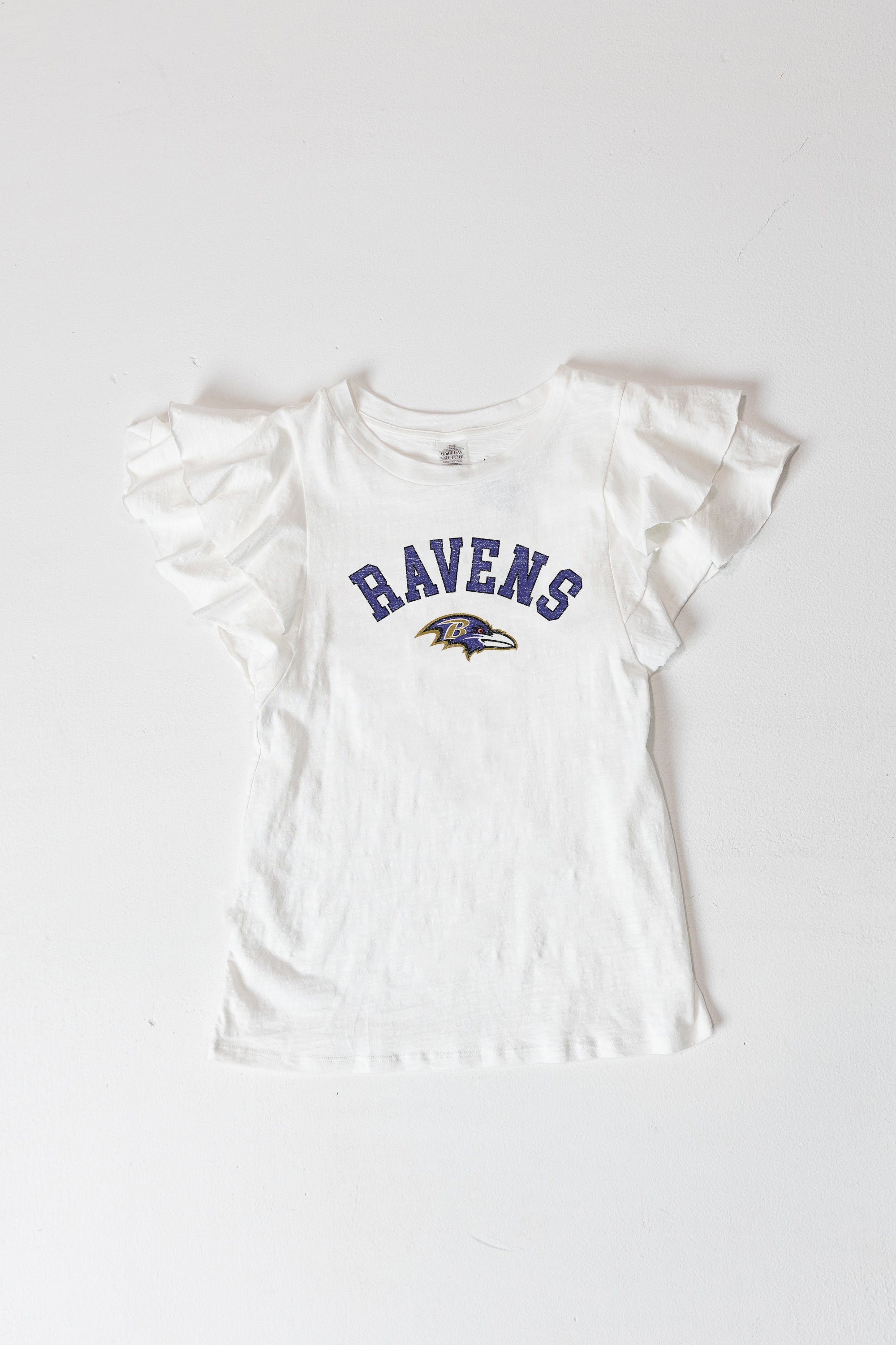 BALTIMORE RAVENS Valkyrie Ruffle-Sleeve Knit Top