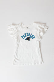 CAROLINA PANTHERS Valkyrie Ruffle-Sleeve Knit Top