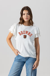 CLEVELAND BROWNS Valkyrie Flutter Sleeve Top