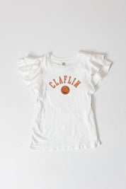 CLAFLIN PANTHERS ALL IN TO WIN FLUTTER SLEEVE CREWNECK TOP