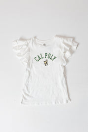 CAL POLY MUSTANGS ALL IN TO WIN FLUTTER SLEEVE CREWNECK TOP