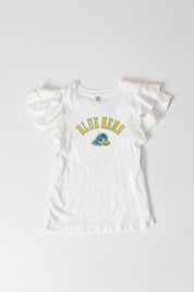 DELAWARE BLUE HENS ALL IN TO WIN FLUTTER SLEEVE CREWNECK TOP