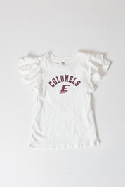 EASTERN KENTUCKY COLONELS ALL IN TO WIN FLUTTER SLEEVE CREWNECK TOP