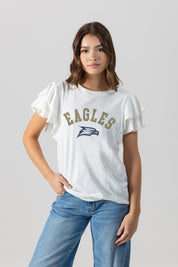 GEORGIA SOUTHERN EAGLES ALL IN TO WIN FLUTTER SLEEVE CREWNECK TOP