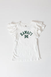 HAWAII RAINBOW WARRIORS ALL IN TO WIN FLUTTER SLEEVE CREWNECK TOP