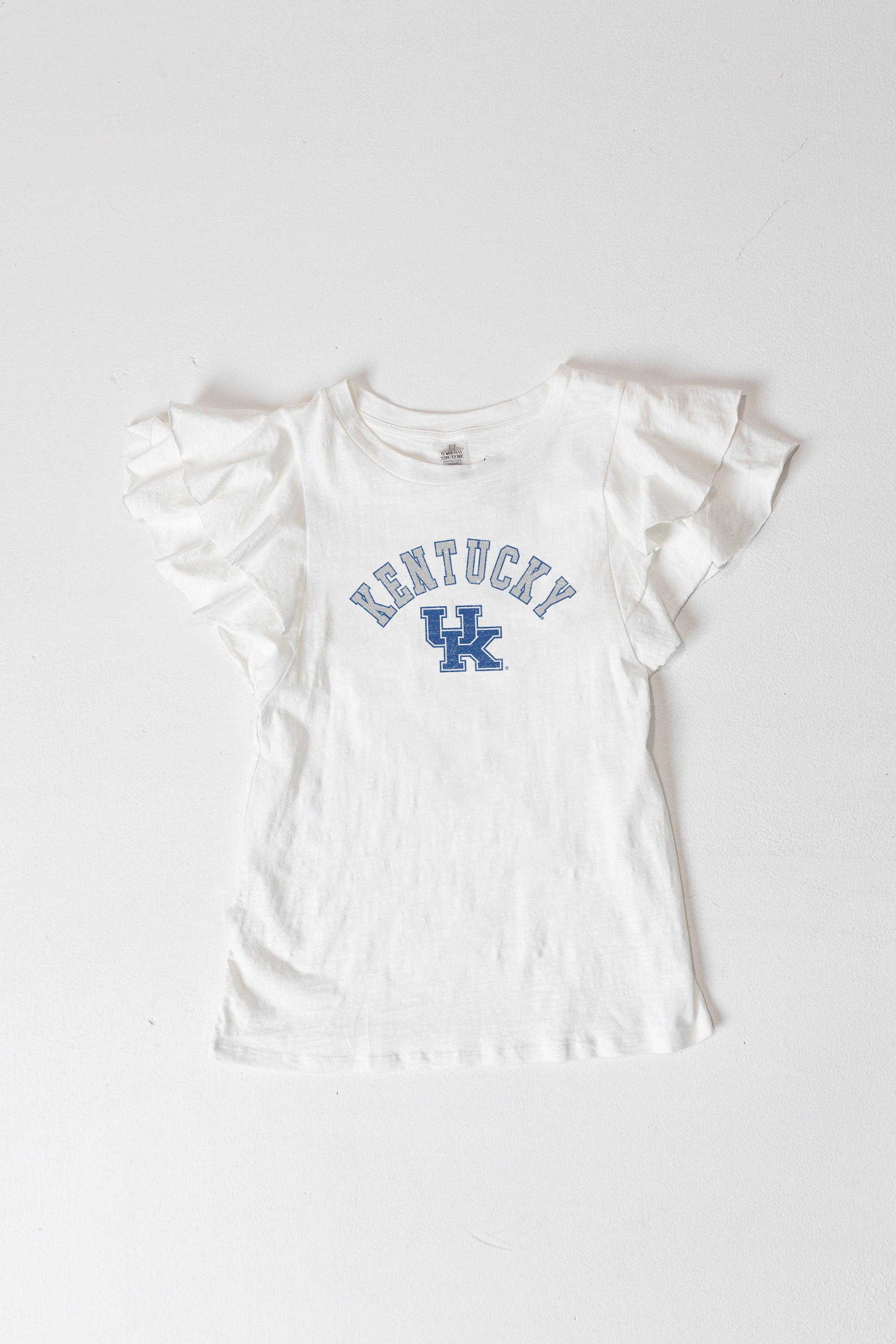 KENTUCKY WILDCATS ALL IN TO WIN FLUTTER SLEEVE CREWNECK TOP