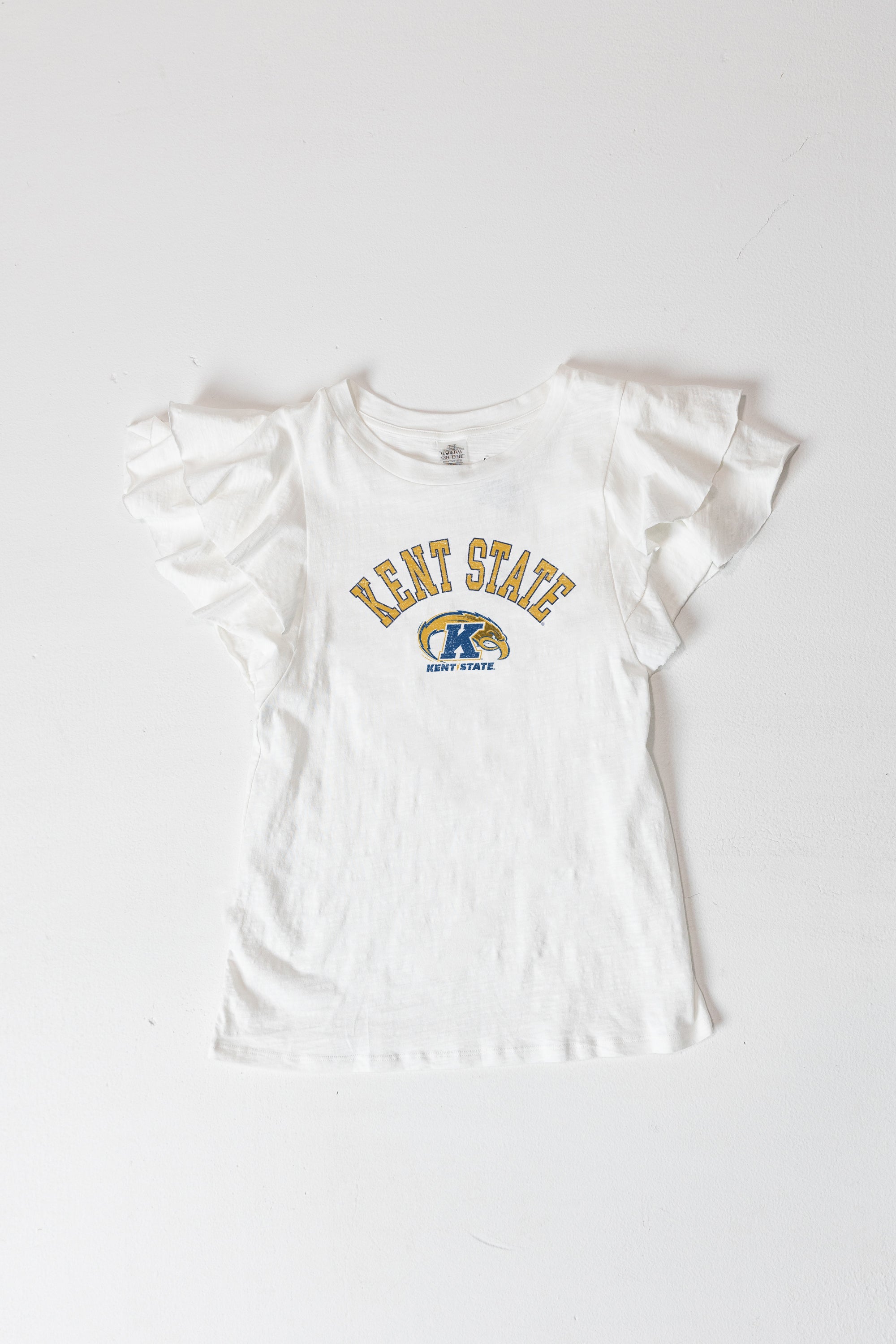 KENT STATE GOLDEN FLASHES ALL IN TO WIN FLUTTER SLEEVE CREWNECK TOP