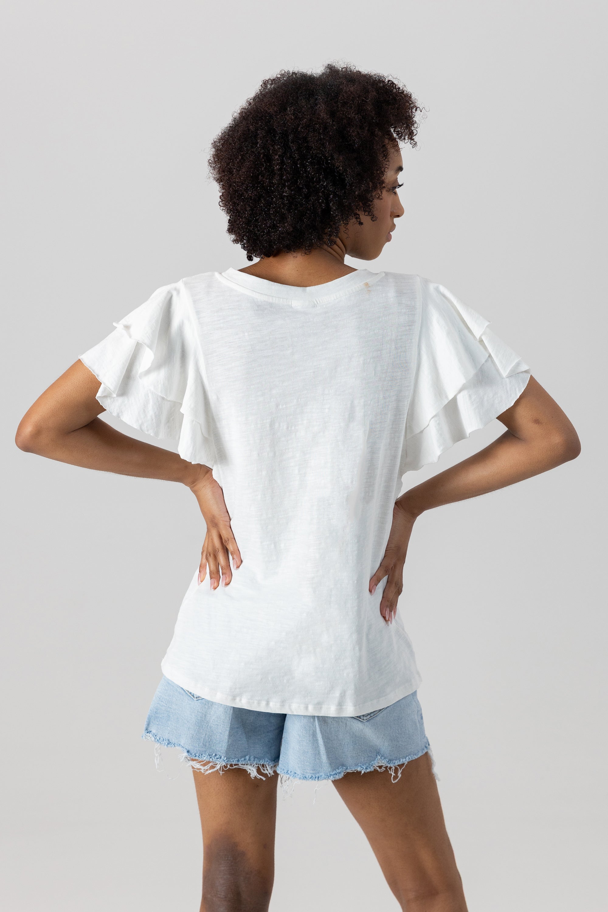 LOS ANGELES RAMS Valkyrie Ruffle-Sleeve Knit Top