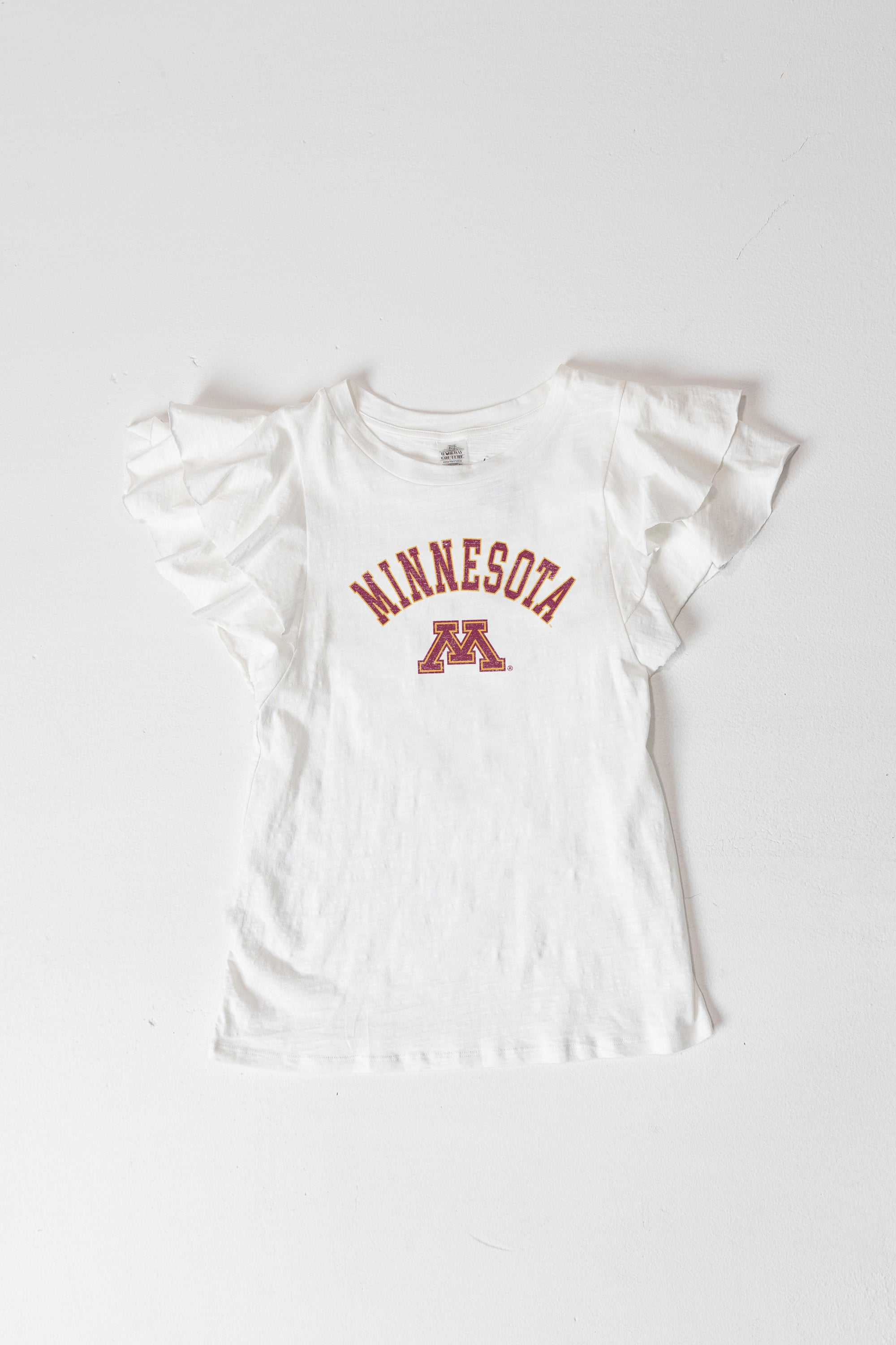 MINNESOTA GOLDEN GOPHERS ALL IN TO WIN FLUTTER SLEEVE CREWNECK TOP