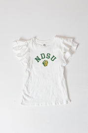 NORTH DAKOTA STATE BISON ALL IN TO WIN FLUTTER SLEEVE CREWNECK TOP