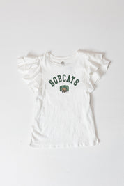 OHIO BOBCATS ALL IN TO WIN FLUTTER SLEEVE CREWNECK TOP