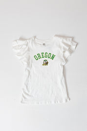 OREGON DUCKS ALL IN TO WIN FLUTTER SLEEVE CREWNECK TOP