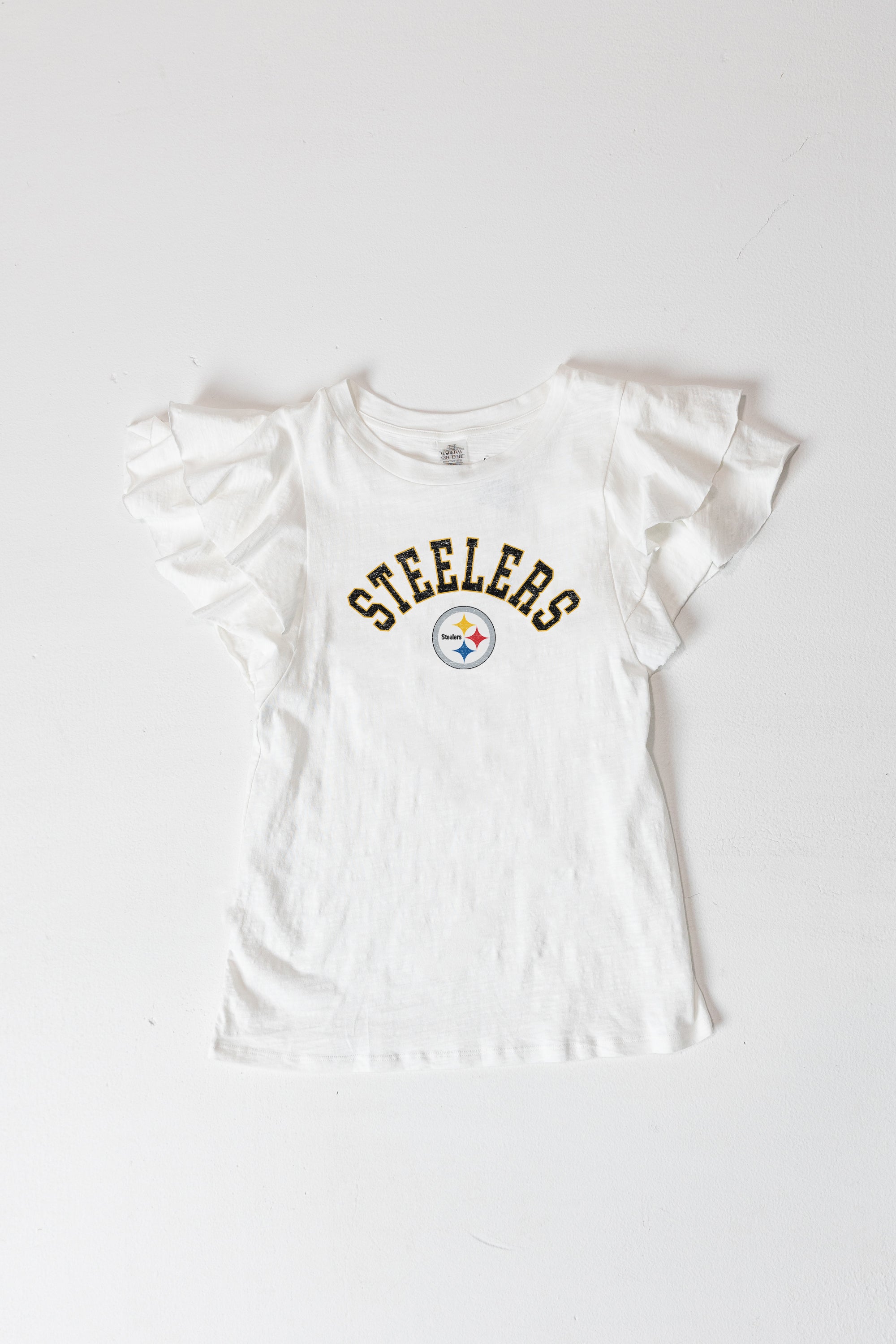 PITTSBURGH STEELERS Valkyrie Ruffle-Sleeve Knit Top