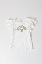 SAN JOSE STATE SPARTANS ALL IN TO WIN FLUTTER SLEEVE CREWNECK TOP