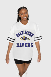 BALTIMORE RAVENS NEXT DOWN ICONIC OVERSIZED FASHION JERSEY BY RANDI MAHOMES