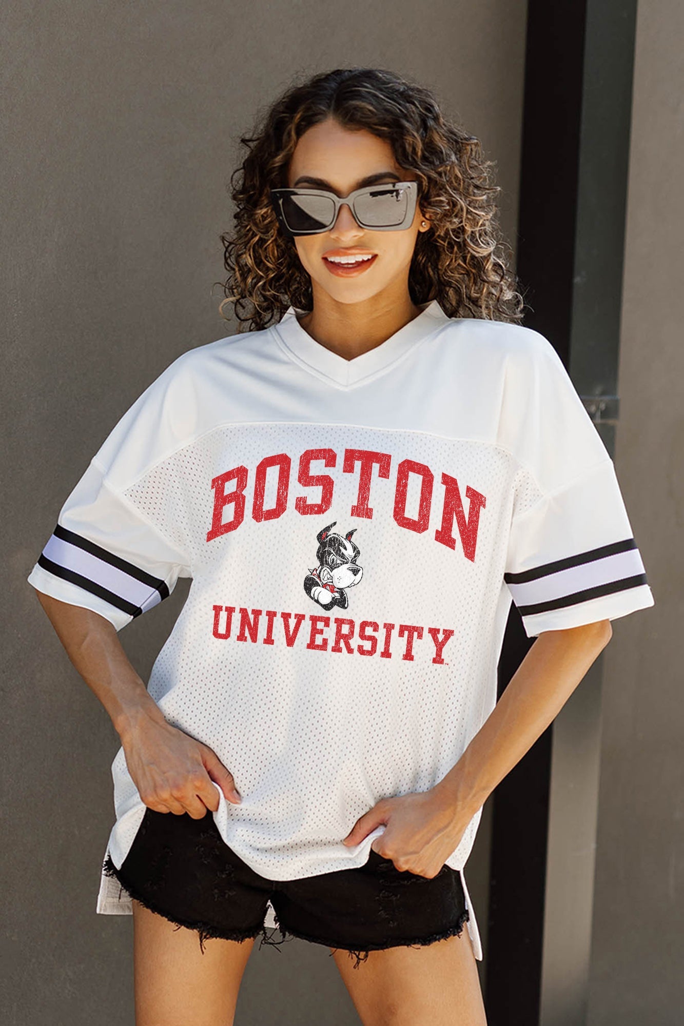 BOSTON UNIVERSITY TERRIERS A STEP AHEAD ICONIC OVERSIZED FASHION JERSEY