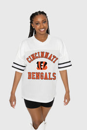CINCINNATI BENGALS NEXT DOWN ICONIC OVERSIZED FASHION JERSEY BY RANDI MAHOMES