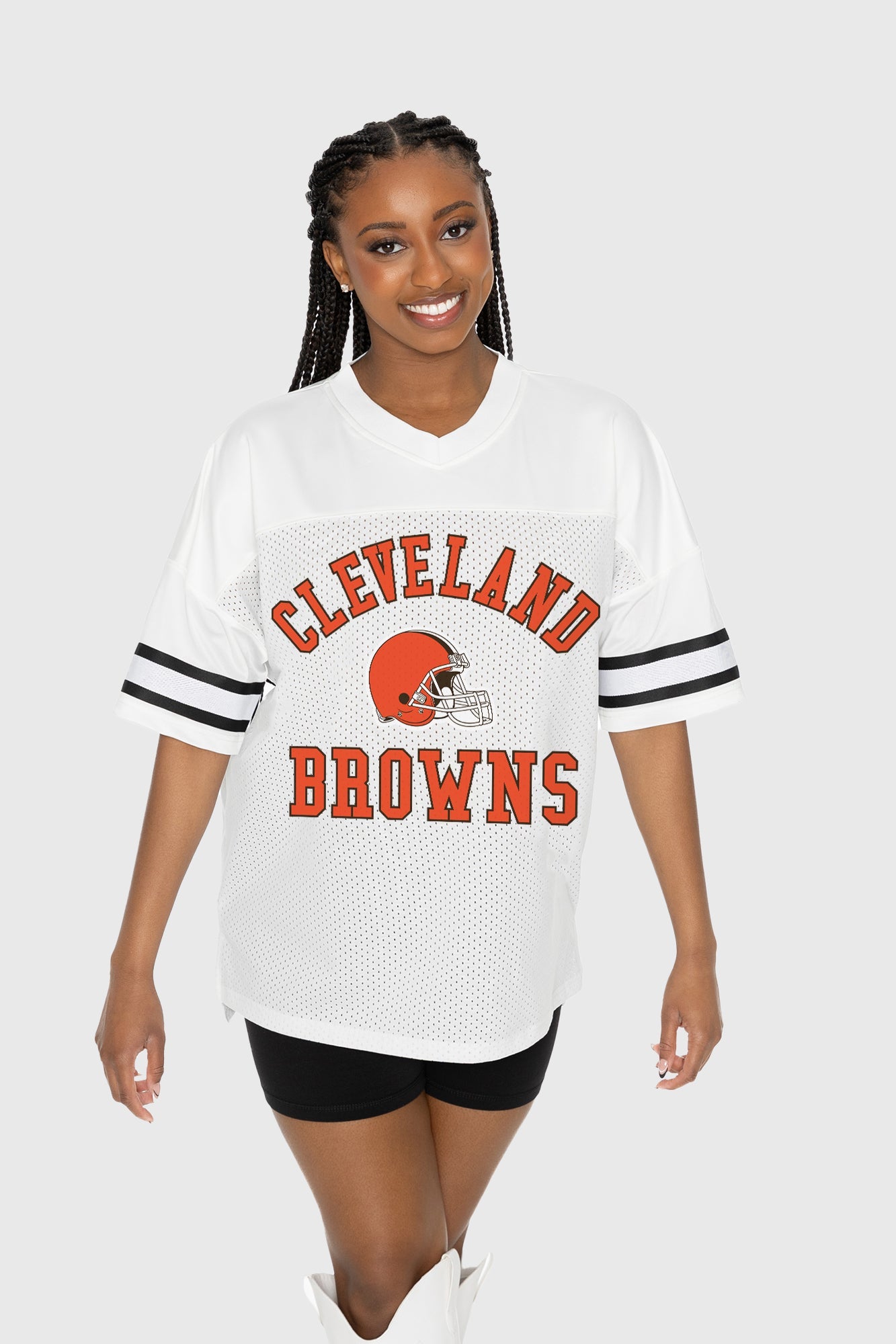 CLEVELAND BROWNS NEXT DOWN ICONIC OVERSIZED FASHION JERSEY BY RANDI MAHOMES