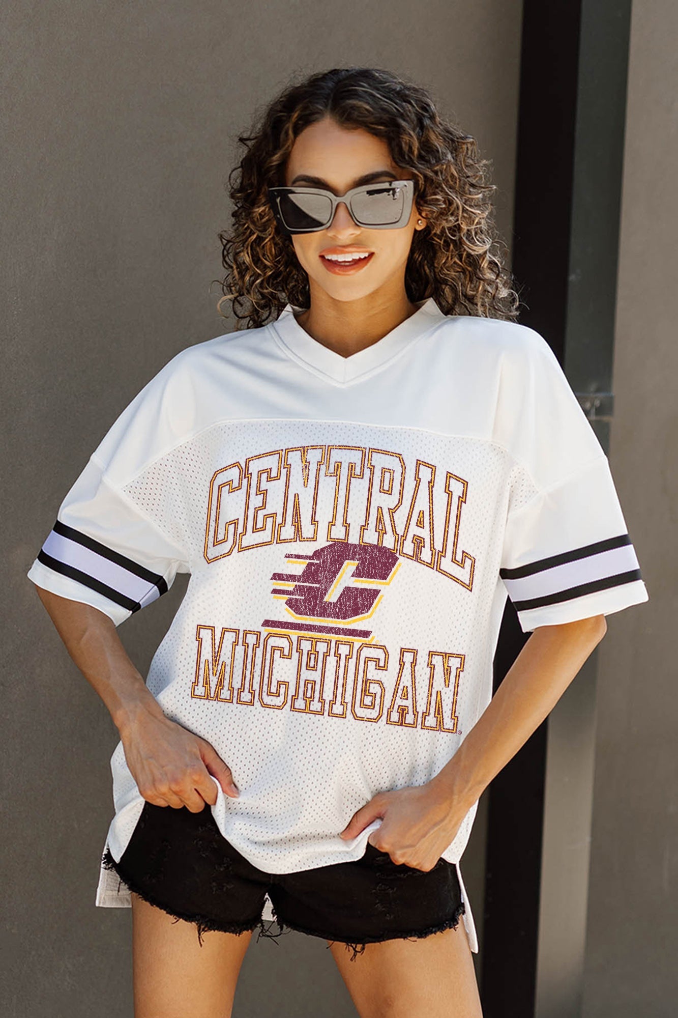 CENTRAL MICHIGAN CHIPPEWAS A STEP AHEAD ICONIC OVERSIZED FASHION JERSEY
